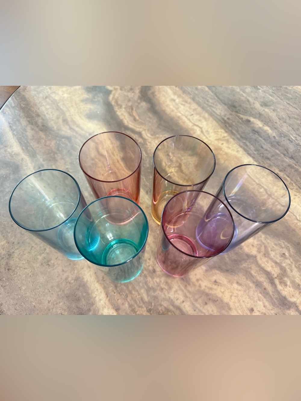 Set de 6 Vasos Plásticos 16 oz Transparentes Colores Pastel NWOT